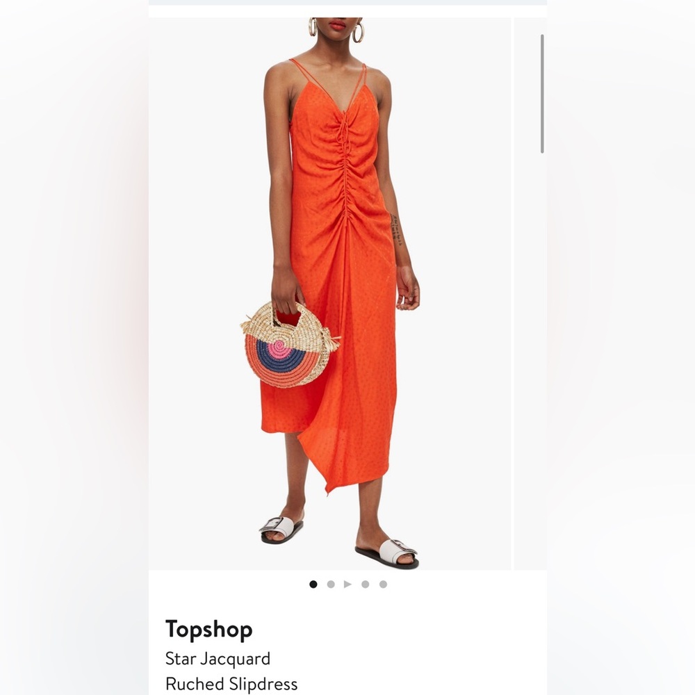 Top Shop Jacquard Red Orange Midi/ Maxi Dress